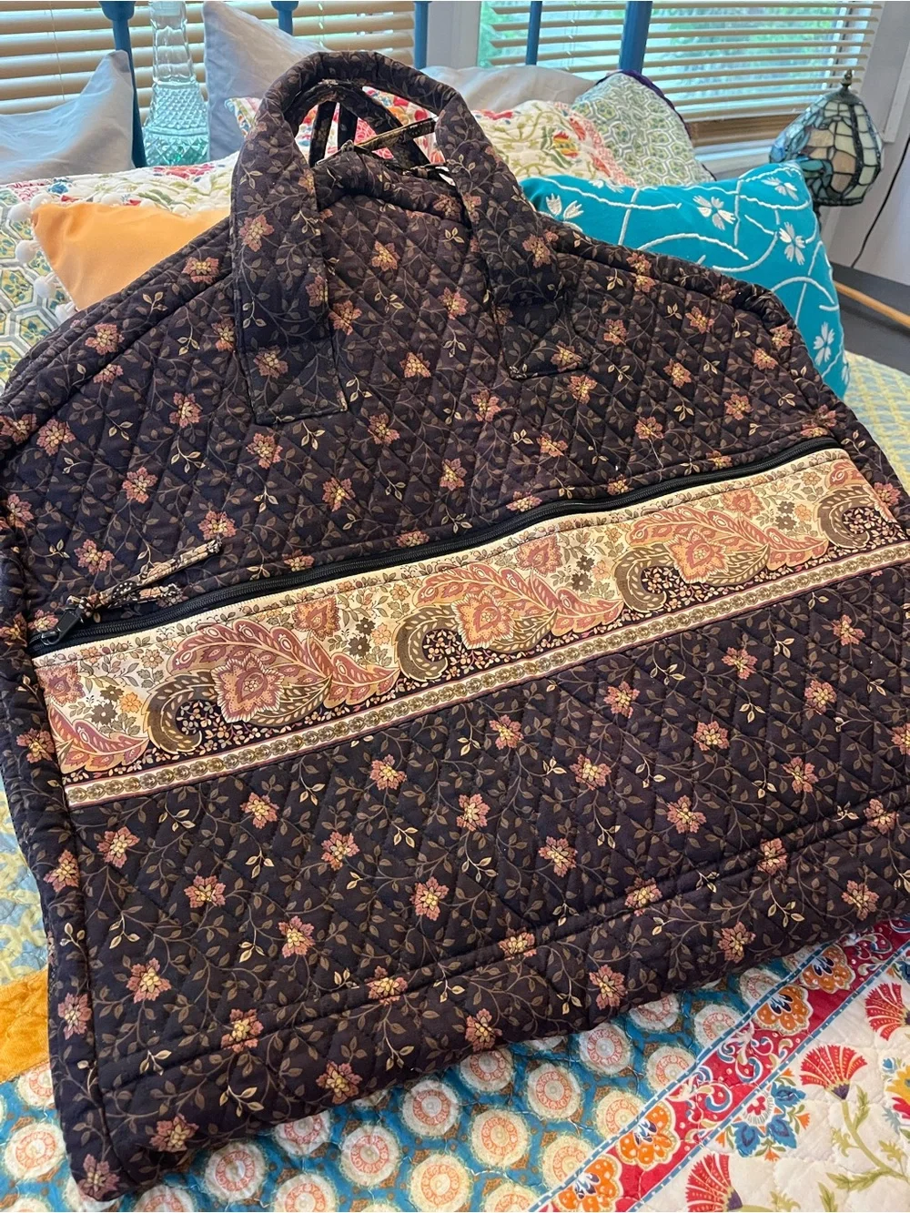 VTG Retired Vera Bradley Black Walnut Pattern Garment Bag Travel Bag